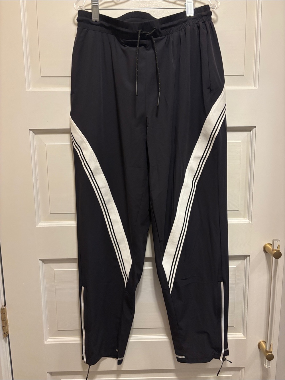 FP Movement by Free People Black Track Joggers with White Stripe Panels